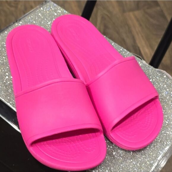 Crocs Kadee Slide Sandal- Electric Pink - Picture 9 of 11